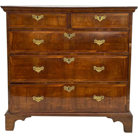 English George II Walnut Veneer Chest of Drawers