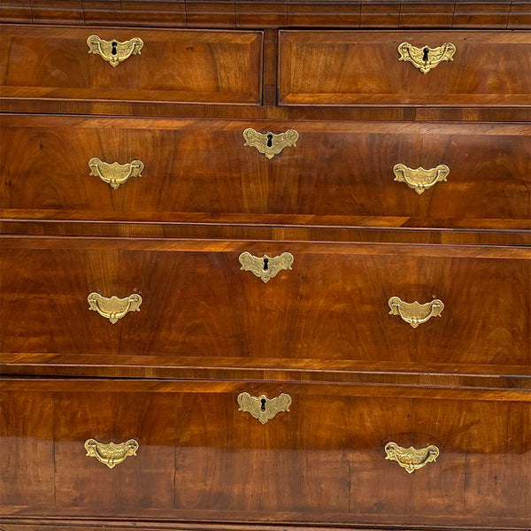 English George II Walnut Veneer Chest of Drawers