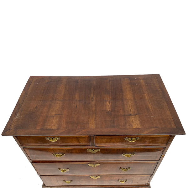 English George II Walnut Veneer Chest of Drawers