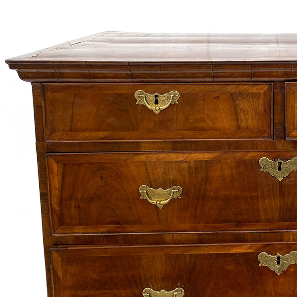 English George II Walnut Veneer Chest of Drawers