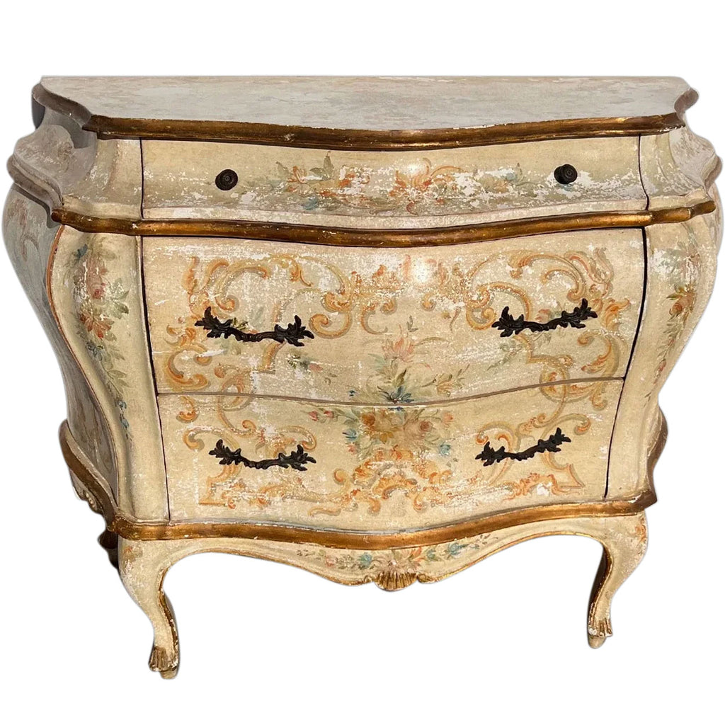 Italian Roccoco Commode Italian Venetian Rococo Revival Painted Pine Bombe Commode