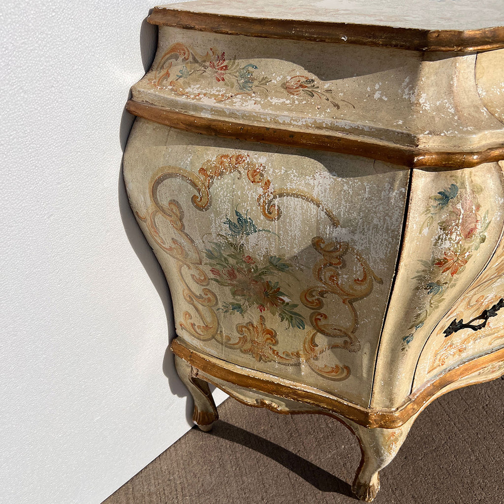 Italian Roccoco Commode Italian Venetian Rococo Revival Painted Pine Bombe Commode
