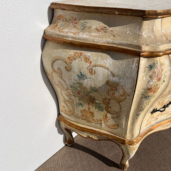 Italian Venetian Rococo Revival Painted Pine Bombe Commode