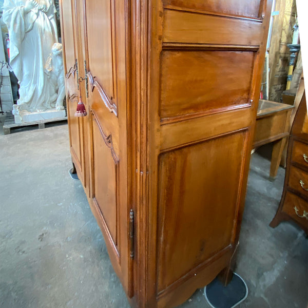 French Provincial Louis XV-XVI Transitional Inlaid Cherry Armoire