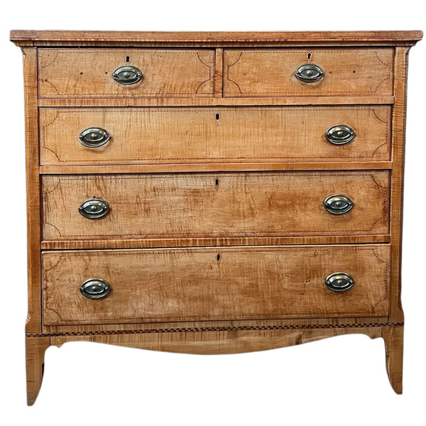 American East Tennessee Federal Inlaid Tiger Maple Chest of Drawers