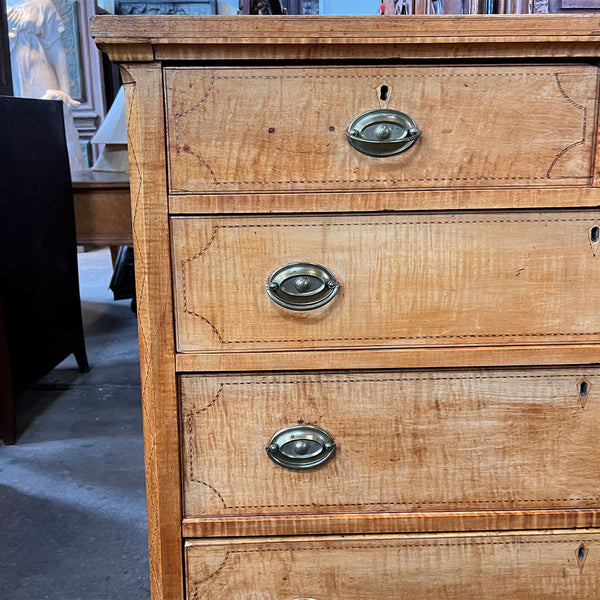 American East Tennessee Federal Inlaid Tiger Maple Chest of Drawers