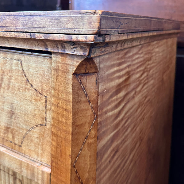 American East Tennessee Federal Inlaid Tiger Maple Chest of Drawers