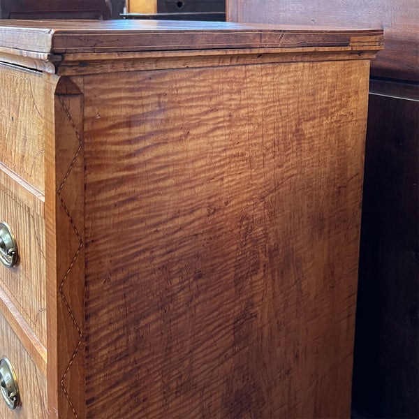 American East Tennessee Federal Inlaid Tiger Maple Chest of Drawers