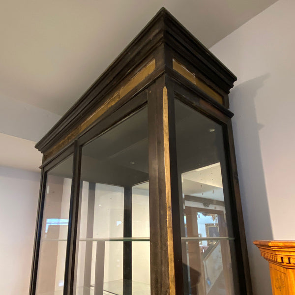 Large Anglo Indian Teak Mirrored and Beveled Glass 53-inch Palace Display Cabinet