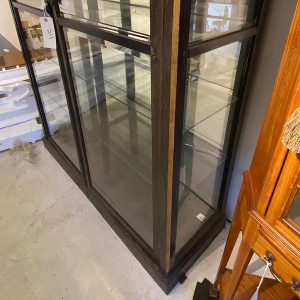 Large Anglo Indian Teak Mirrored and Beveled Glass 53-inch Palace Display Cabinet