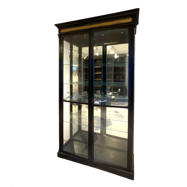Large Anglo Indian Teak Mirrored Beveled Glass 53-inch Palace Display Cabinet