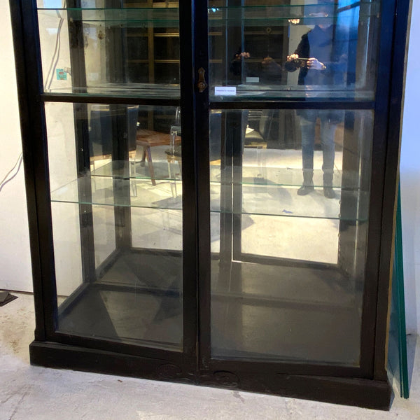 Large Anglo Indian Teak Mirrored Beveled Glass 53-inch Palace Display Cabinet