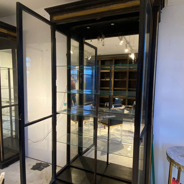 Large Anglo Indian Teak Mirrored Beveled Glass 53-inch Palace Display Cabinet