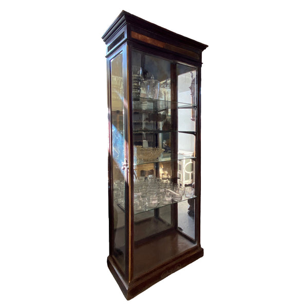Anglo Indian Teak Mirrored and Beveled Glass Tall 40-inch Palace Display Cabinet