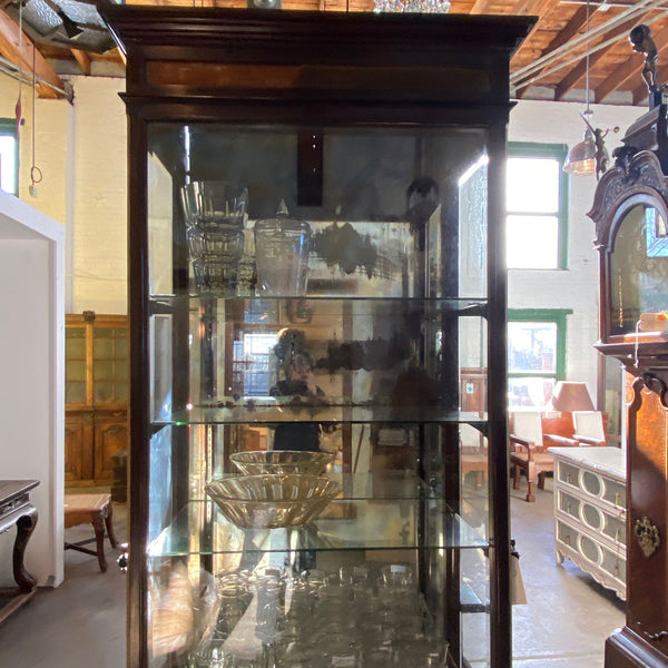 Anglo Indian Teak Mirrored and Beveled Glass Tall 40-inch Palace Display Cabinet