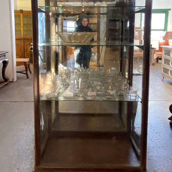 Anglo Indian Teak Mirrored and Beveled Glass Tall 40-inch Palace Display Cabinet