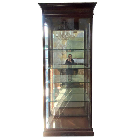 Lot 0214 | Anglo Indian Teak, Mirrored and Beveled Glass Tall 40-inch Palace Display Cabinet