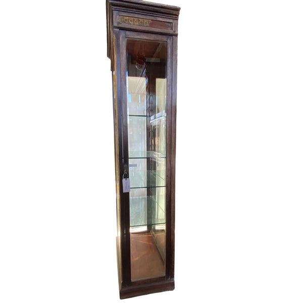 Anglo Indian Teak, Mirrored and Beveled Glass Tall 40-inch Palace Display Cabinet