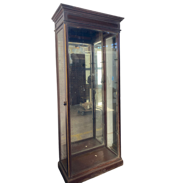 Anglo Indian Teak, Mirrored and Beveled Glass Tall 40-inch Palace Display Cabinet