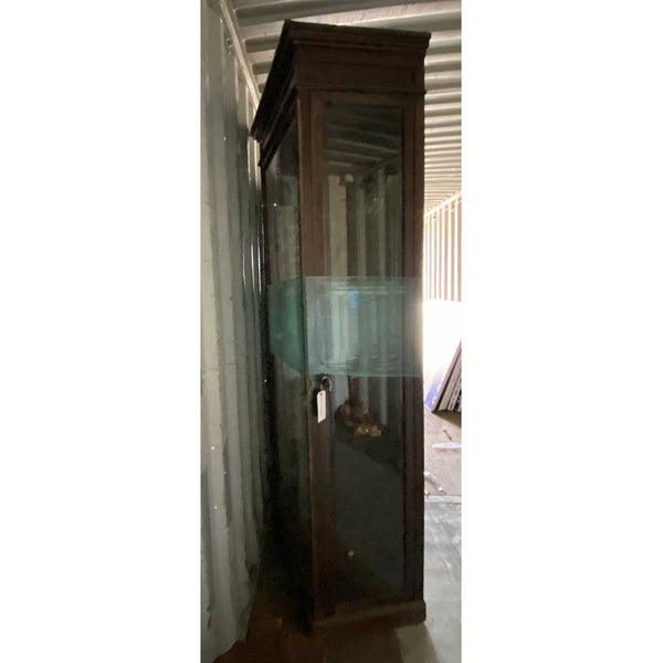 Lot 215 | Anglo Indian Teak, Mirrored and Beveled Glass Tall Narrow Display Cabinet