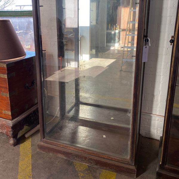 Anglo Indian Teak, Mirrored and Beveled Glass Tall 40-inch Palace Display Cabinet