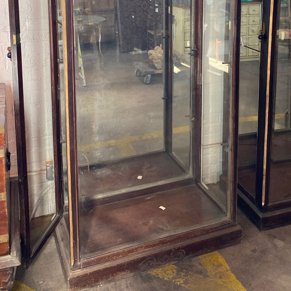 Anglo Indian Teak, Mirrored and Beveled Glass Tall 40-inch Palace Display Cabinet