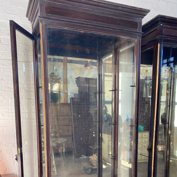 Anglo Indian Teak, Mirrored and Beveled Glass Tall 40-inch Palace Display Cabinet