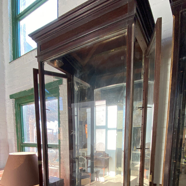 Anglo Indian Teak, Mirrored and Beveled Glass Tall 40-inch Palace Display Cabinet