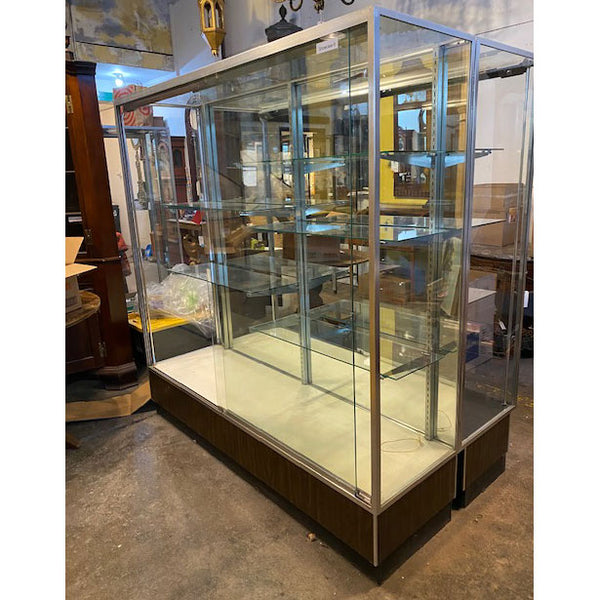 Lot 0531 | Large Aluminum, Mirror and Glass, 70-inch Sliding Door Display Case