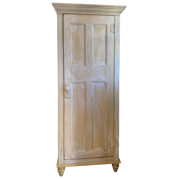 Lot 0548 | Tall Folk Art White Painted One-Door Pine Cupboard