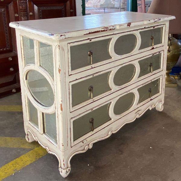 Lot 0549 | Vintage Style Mirrored and Painted Chest of Drawers