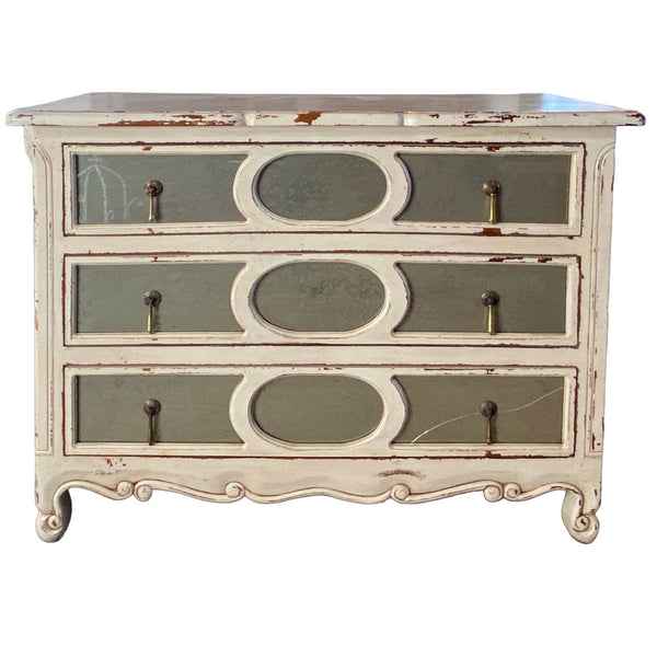 Lot 0549 | Vintage Style Mirrored and Painted Chest of Drawers