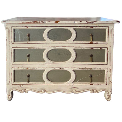 Lot 0549 | Vintage Style Mirrored and Painted Chest of Drawers