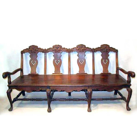 Large Indo-Portuguese Queen Anne Rosewood Four-Seat Settee
