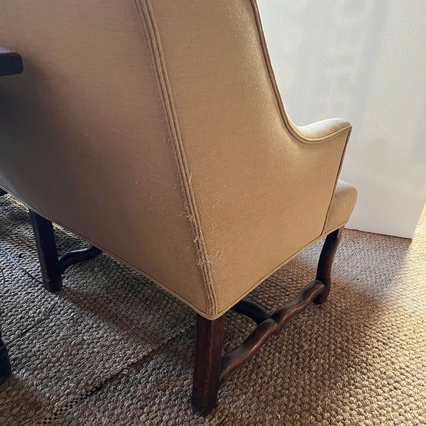 French Louis XIII Walnut Linen Upholstered Oak Settee (Canape)