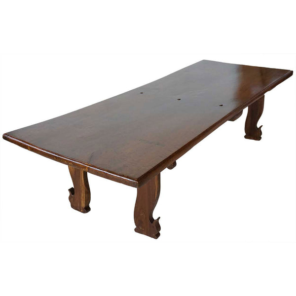 Large Indian Namboodhiri Teak and Fruitwood Rectangular Low Table