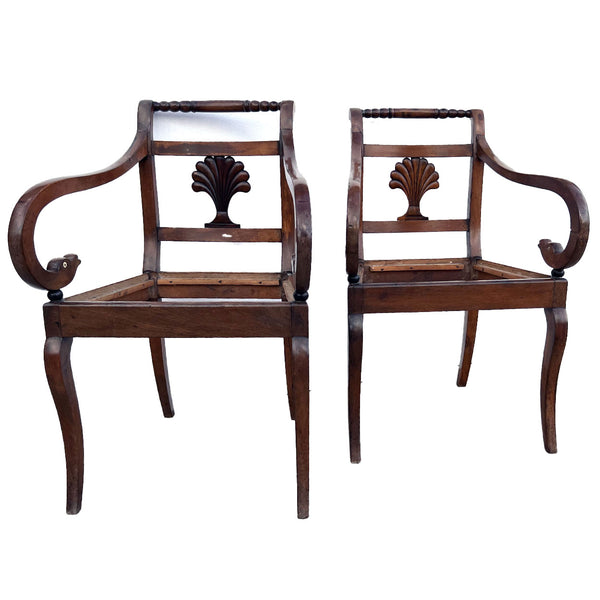 Pair Regency Mahogany Upholstered Seat Armchairs