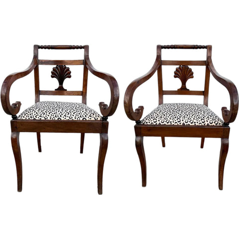 Pair Regency Mahogany Upholstered Seat Armchairs