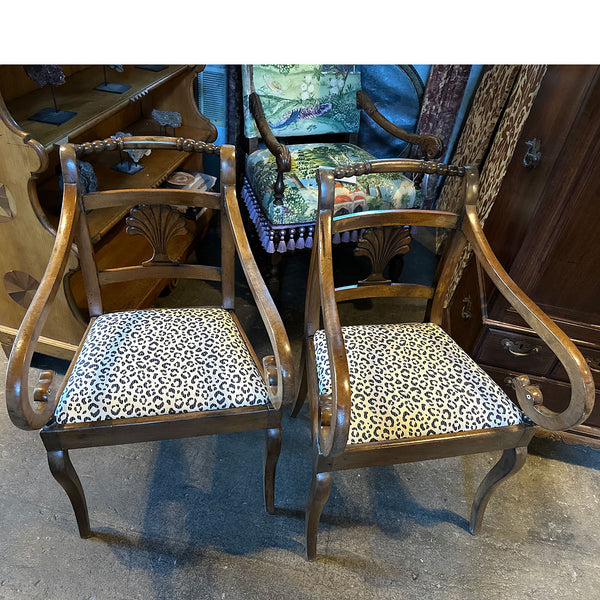 Pair Regency Mahogany Upholstered Seat Armchairs