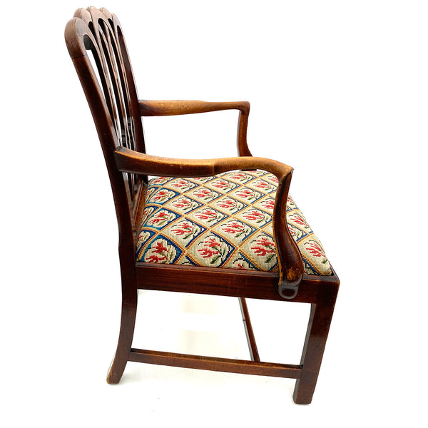 English George III Mahogany Upholstered Seat Armchair