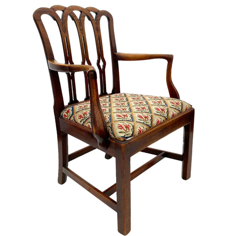 English George III Mahogany Upholstered Seat Armchair