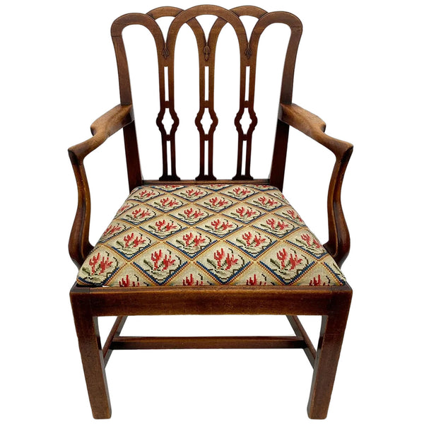 English George III Mahogany Upholstered Seat Armchair