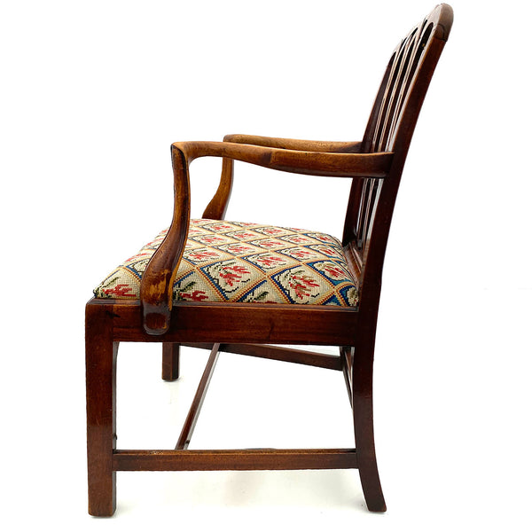 English George III Mahogany Upholstered Seat Armchair