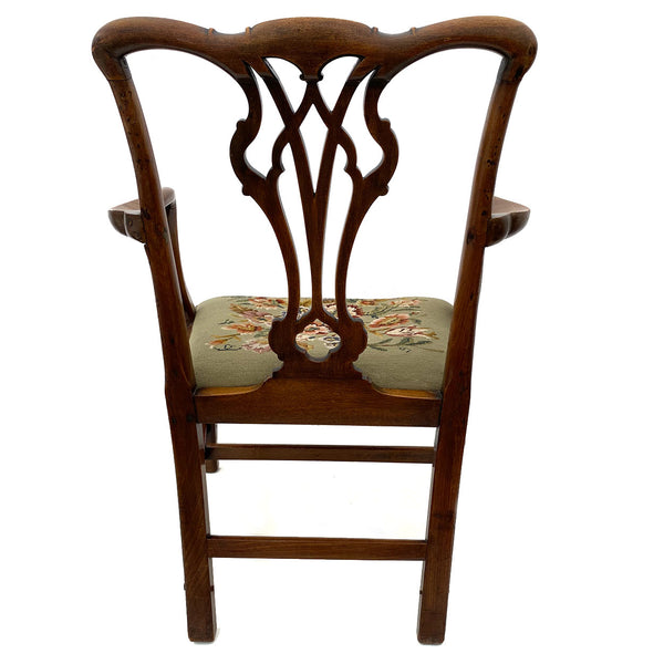 English Georgian Chippendale Mahogany Upholstered Seat Armchair