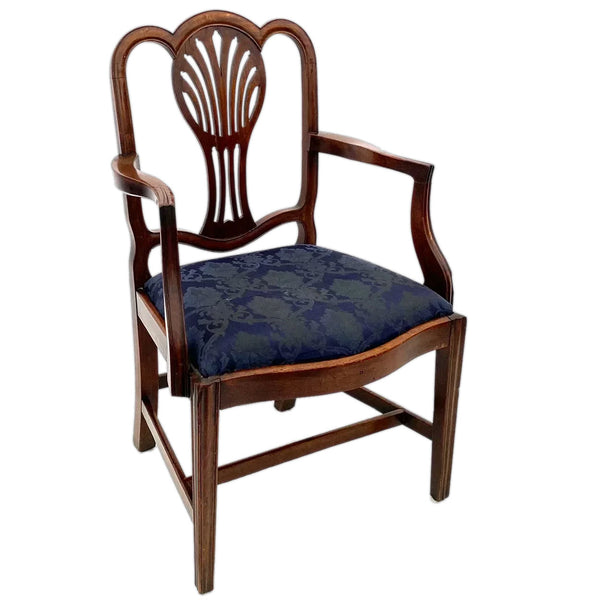 English Hepplewhite Mahogany Upholstered Seat Armchair