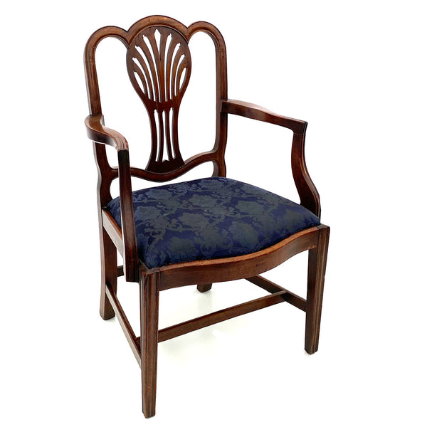 English Hepplewhite Mahogany Upholstered Seat Armchair