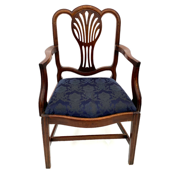 English Hepplewhite Mahogany Upholstered Seat Armchair