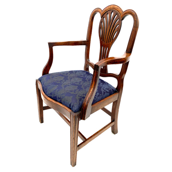 English Hepplewhite Mahogany Upholstered Seat Armchair