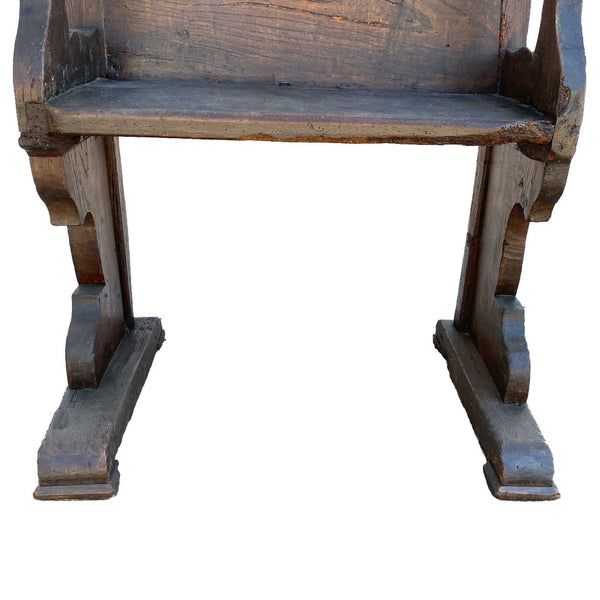 Small French Louis XIV Walnut Hallway Upholstered Seat Bench