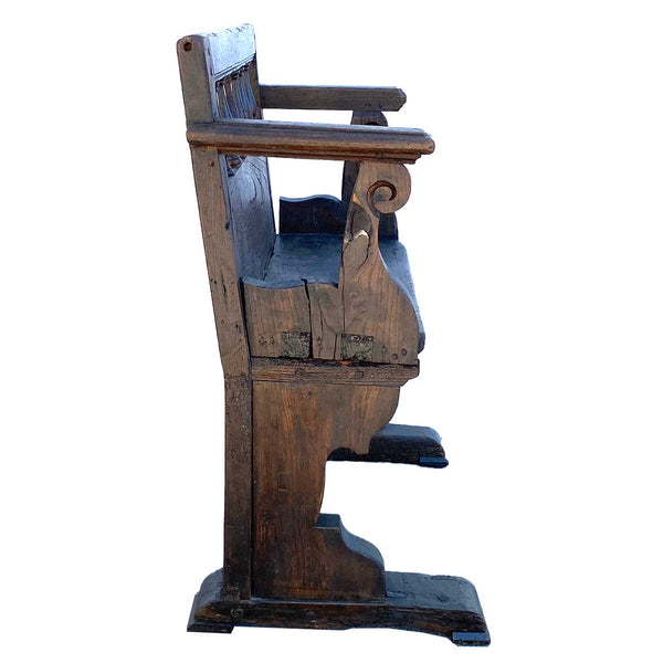 Small French Louis XIV Walnut Hallway Upholstered Seat Bench